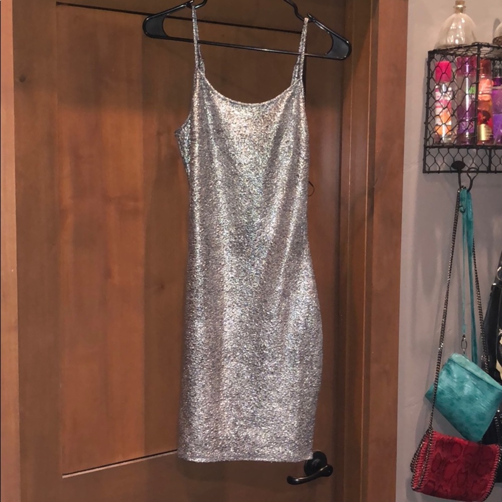 Silver Metallic Bodycon Mini Dress